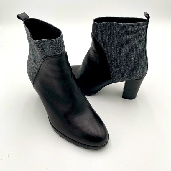 The Flexx Comfort Pull On‎ High Heeled Ankle Boots Booties Black Gray Size 6.5 - Picture 1 of 11